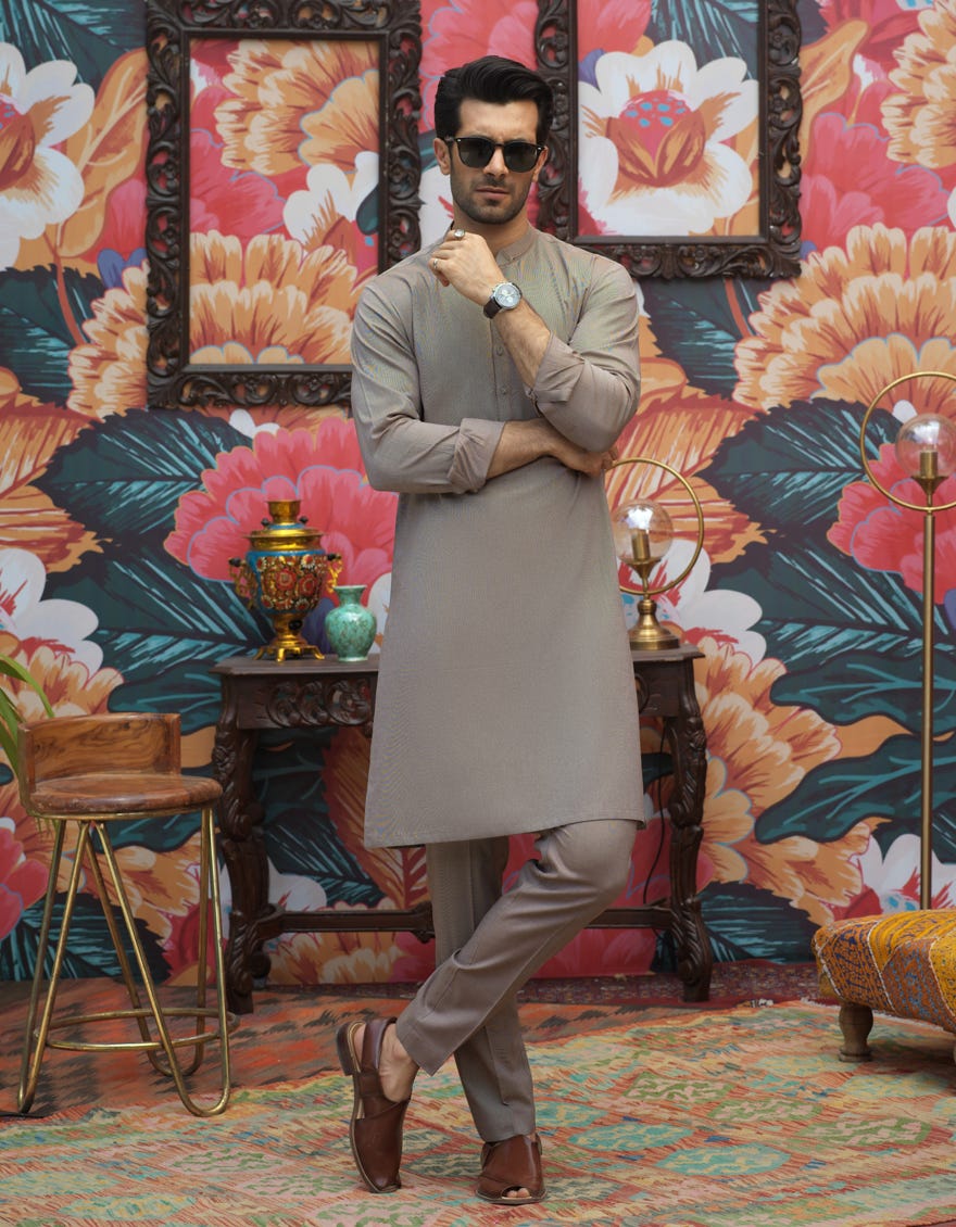 UNSTITCHED KAMEEZ SHALWAR FABRIC | JJMS-1903/JJ7254 - Pure Brown