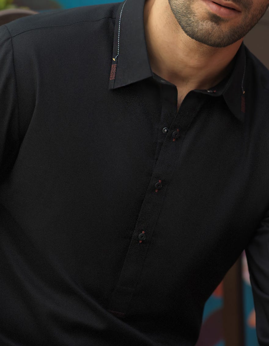 UNSTITCHED KAMEEZ SHALWAR FABRIC | JJMS-1904/JJ6958 - Black