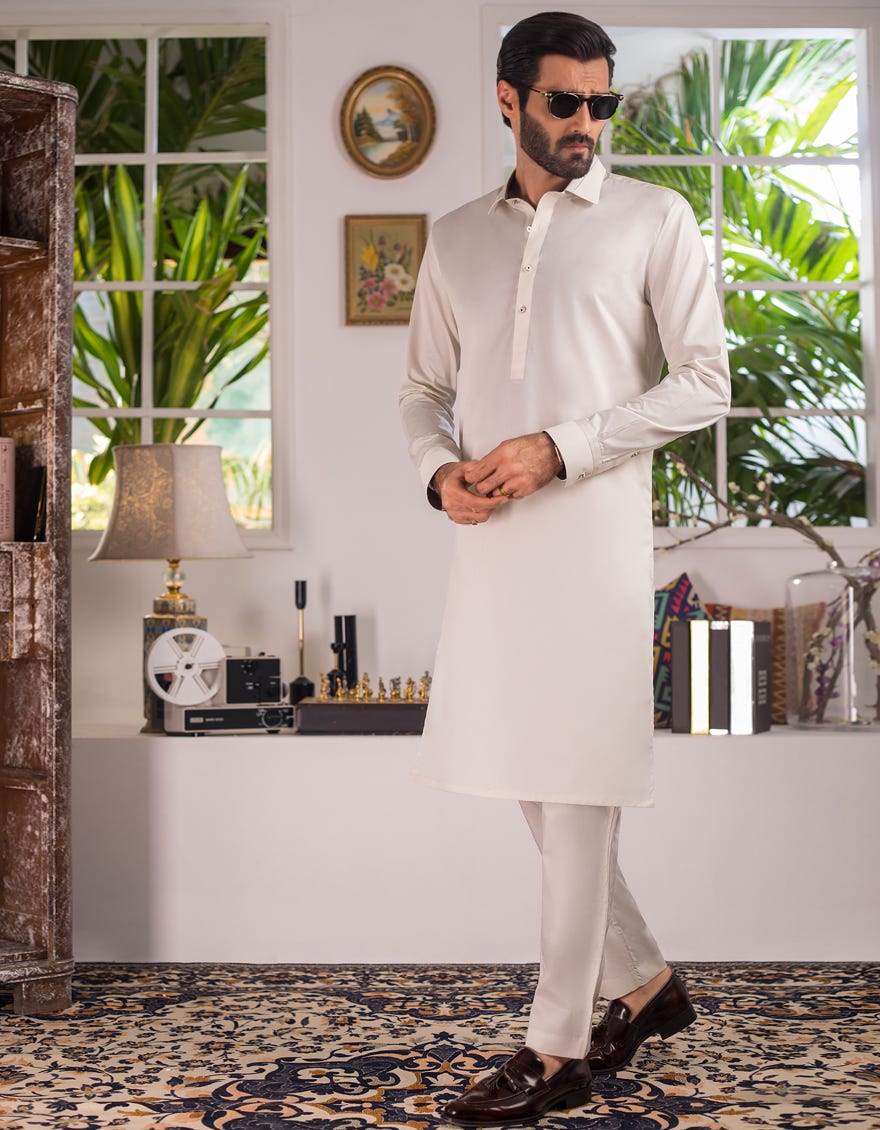 UNSTITCHED KAMEEZ SHALWAR FABRIC | JJMS-1907/JJ6886 - Ash White