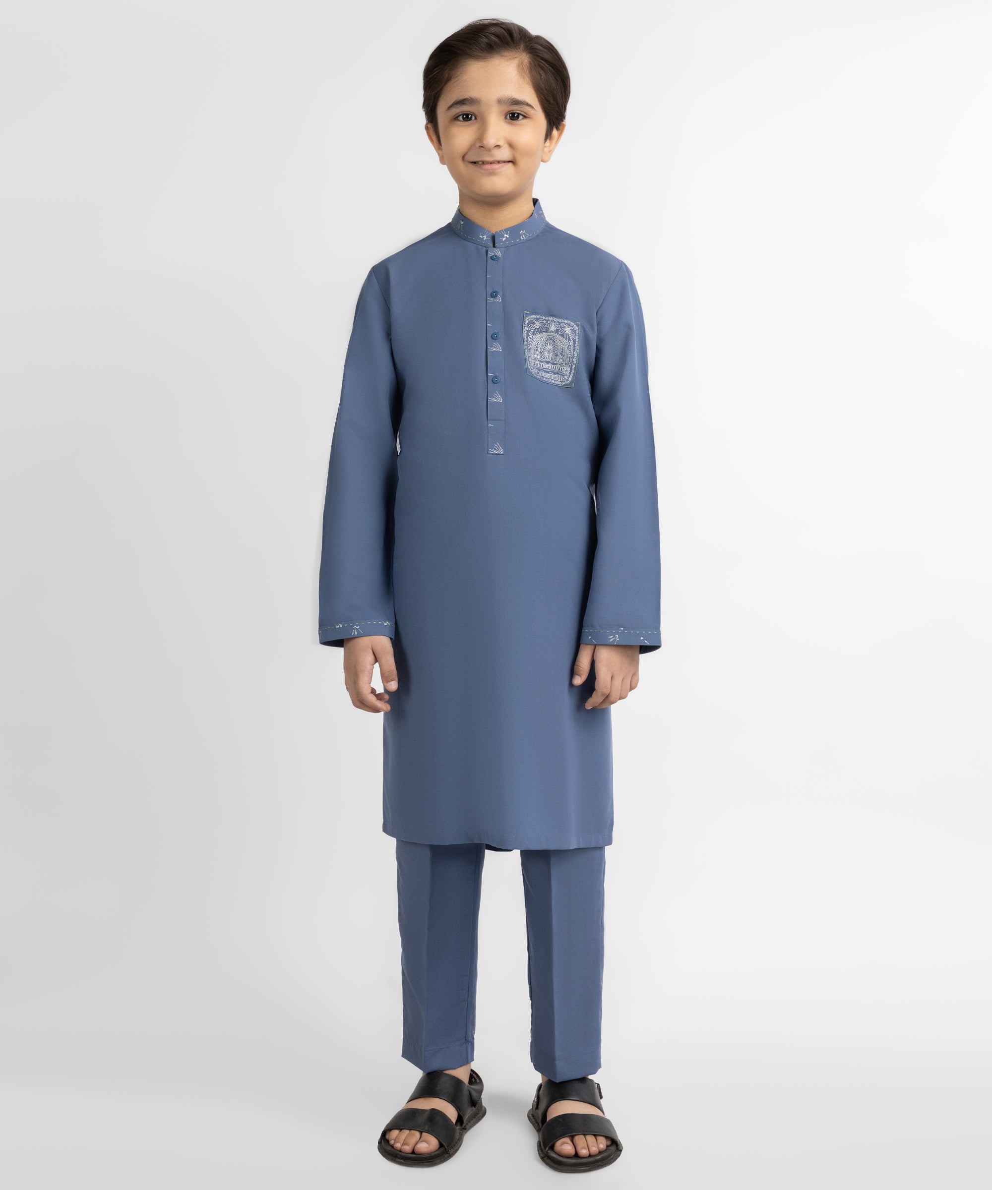DENIM BLUE SEMI-FORMAL KURTA TROUSERS