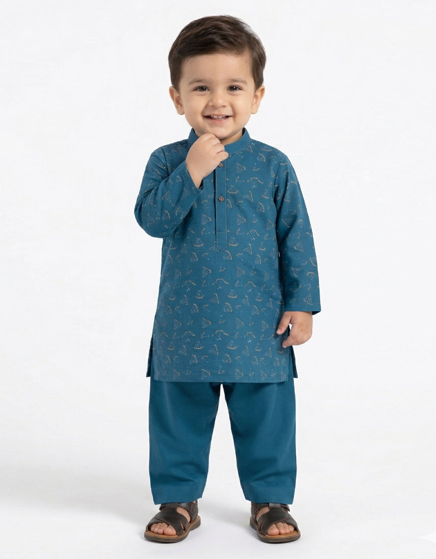 TURQUOISE SEMI-FORMAL KAMEEZ SHALWAR