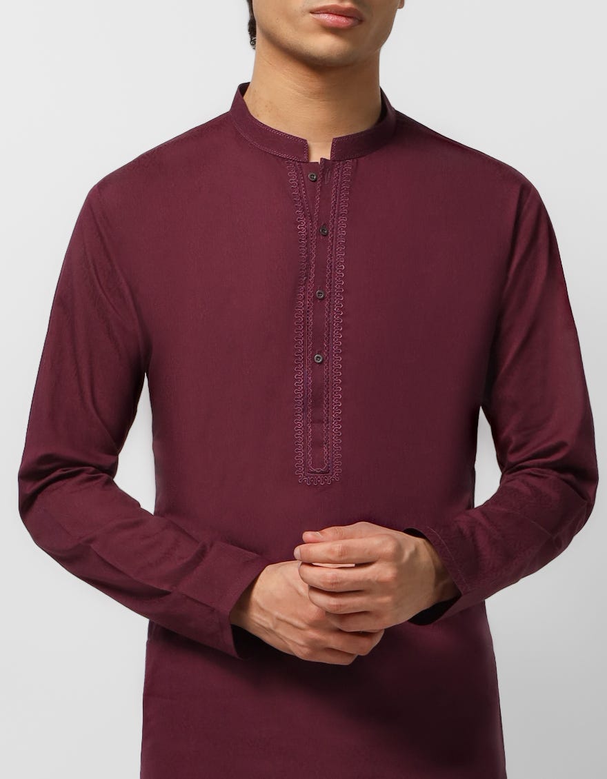 BURGUNDY COTTON CASUAL KURTA
