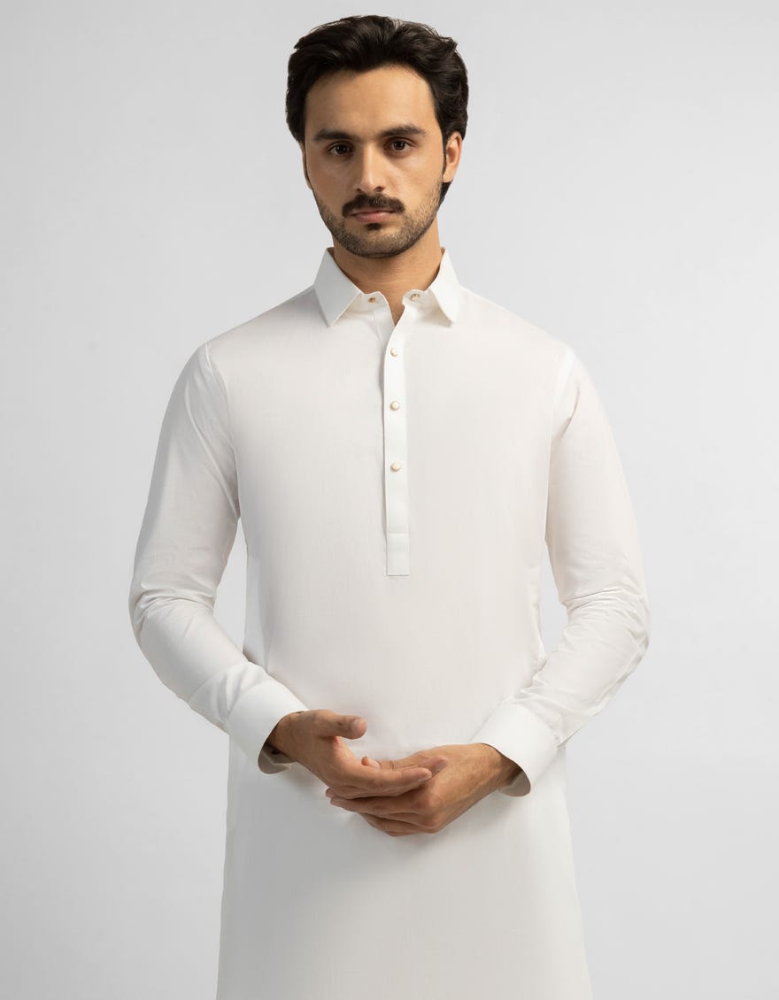 WHITE COTTON PLAIN KAMEEZ SHALWAR