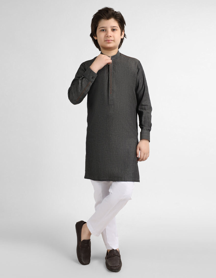 DARK GREY COTTON CASUAL KURTA