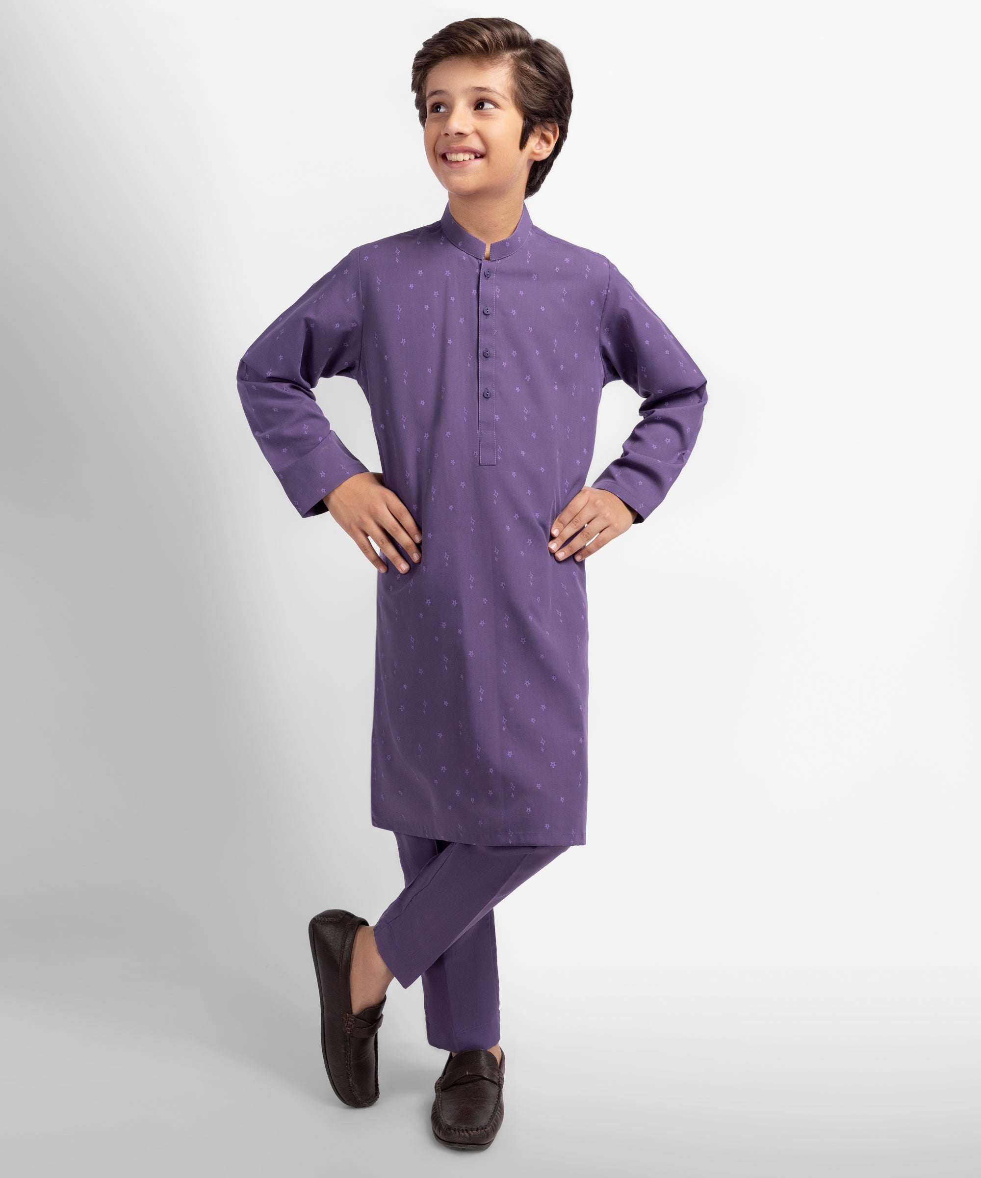 Purple Casual Kurta Trousers