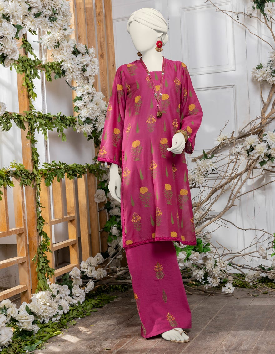 Pink Lawn Embroidered Unstitched 2 Piece Dress | Jjls-S-Jw2-24-2009