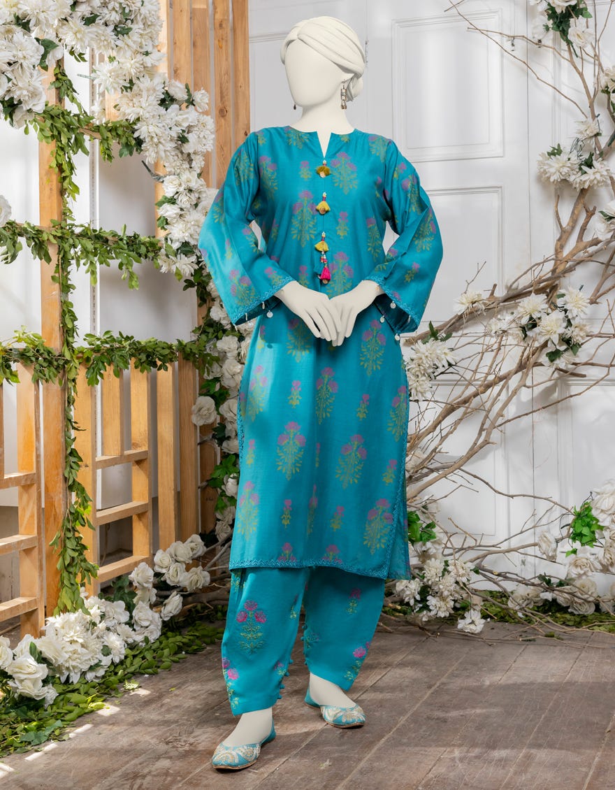 Blue Lawn Embroidered Unstitched 2 Piece Dress | Jjls-S-Jw2-24-2010