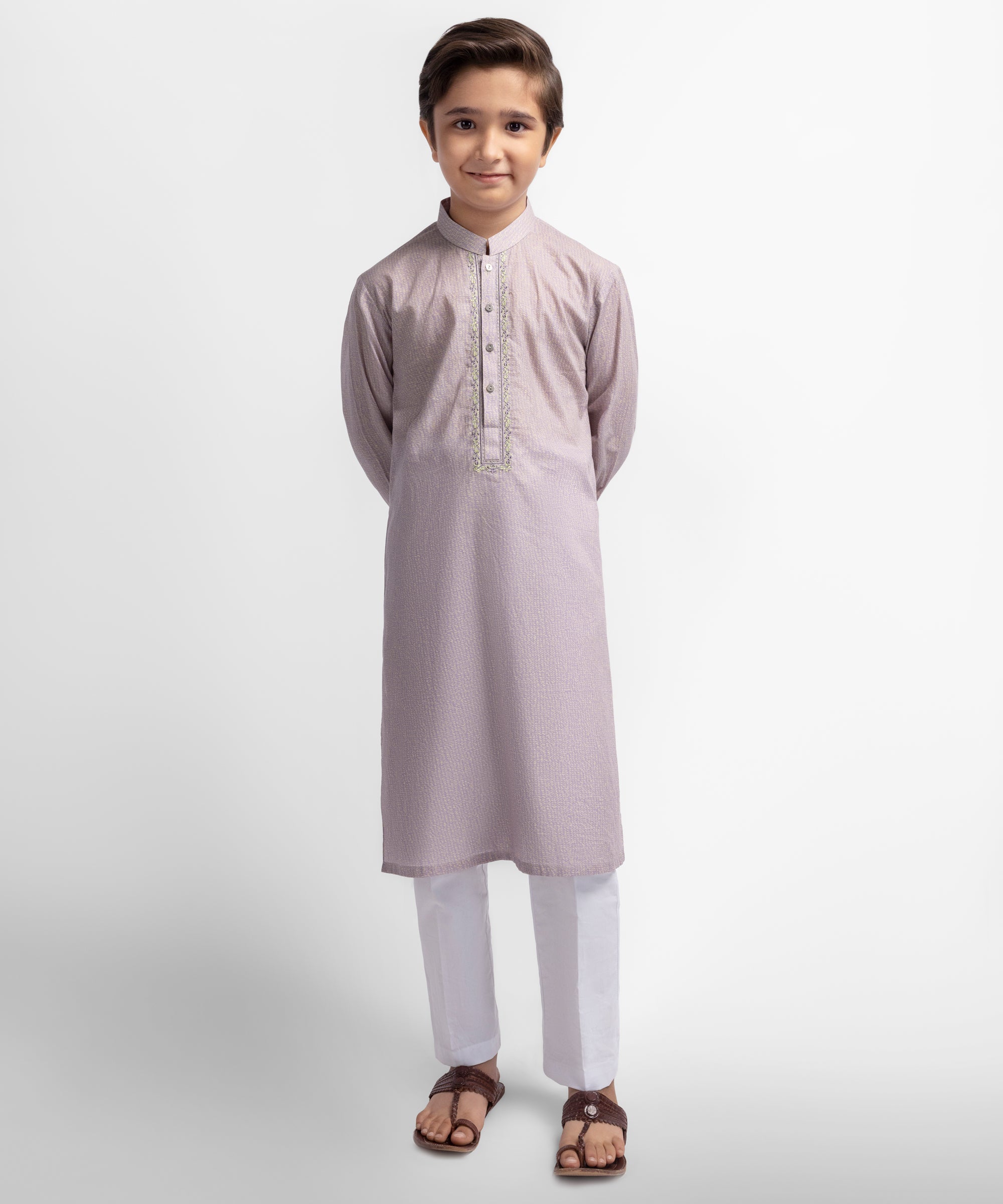Light Purple Cotton Semi-Formal Kurta
