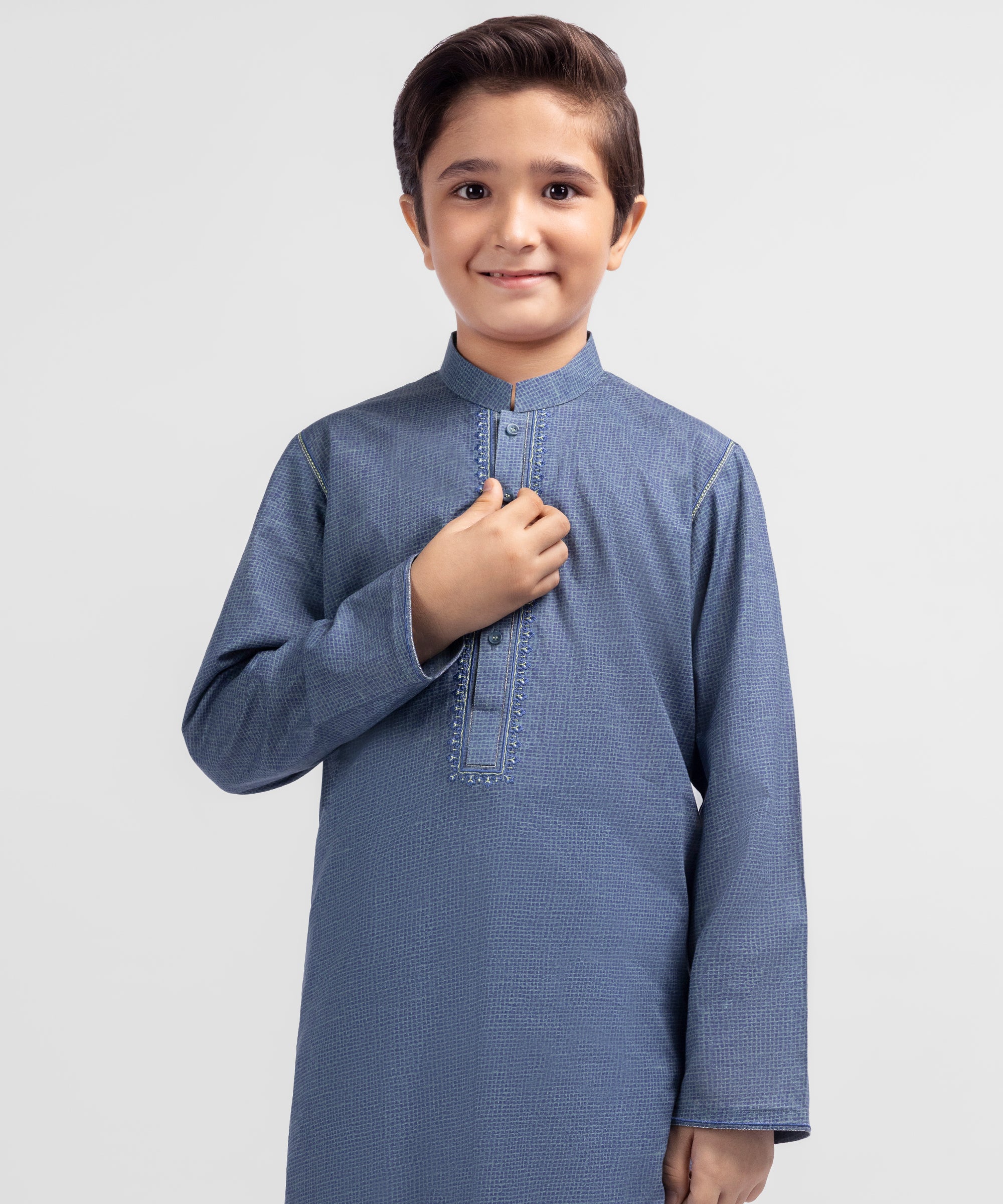 Dark Blue Cotton Semi-Formal Kurta