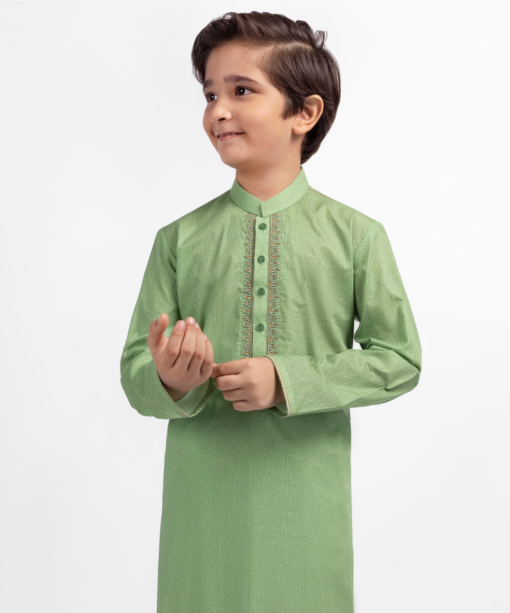 Green Cotton Semi-Formal Kurta
