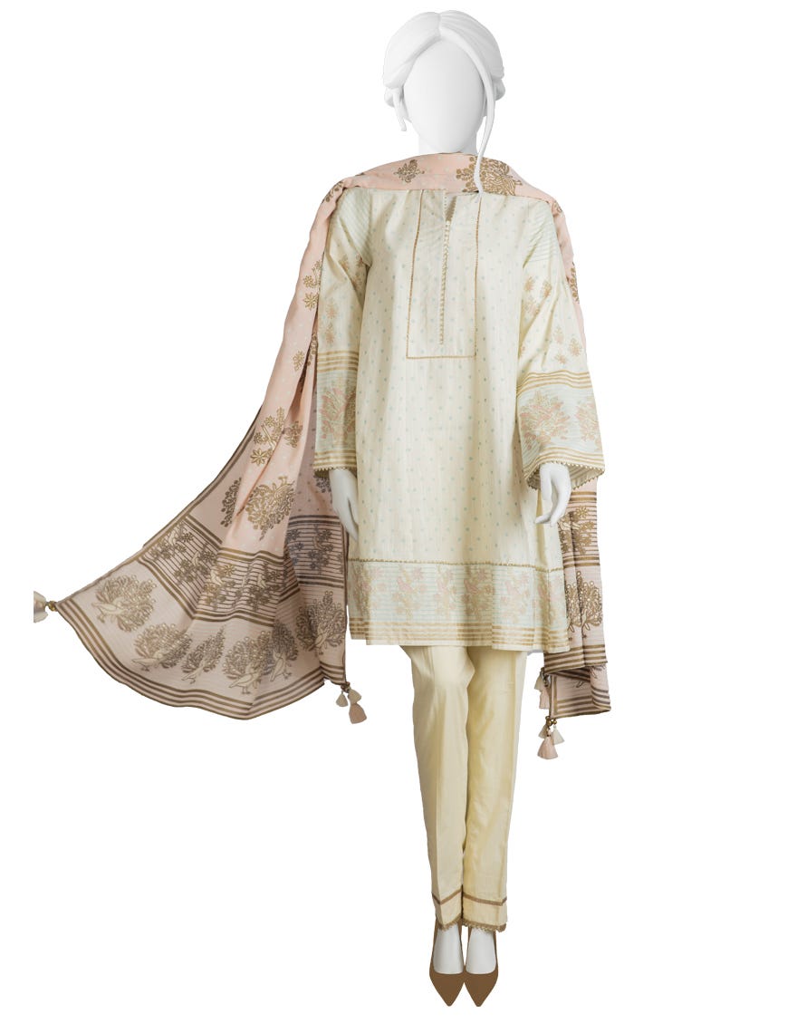 Cream Khaddar Unstitched 3 Piece Dress | Jjls-W-Jw-21-1738