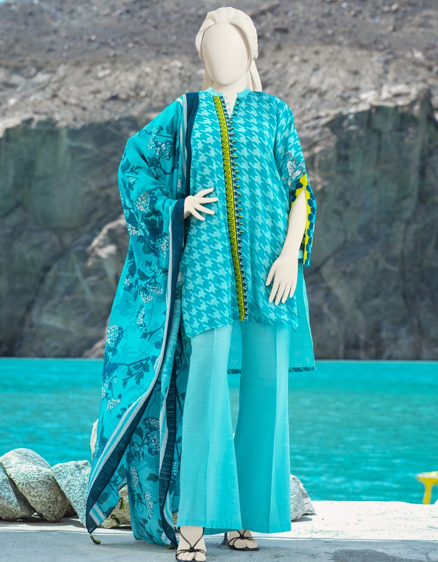 Blue Khaddar Unstitched 3 Piece Dress | Jjls-W-Jwu-21-1797