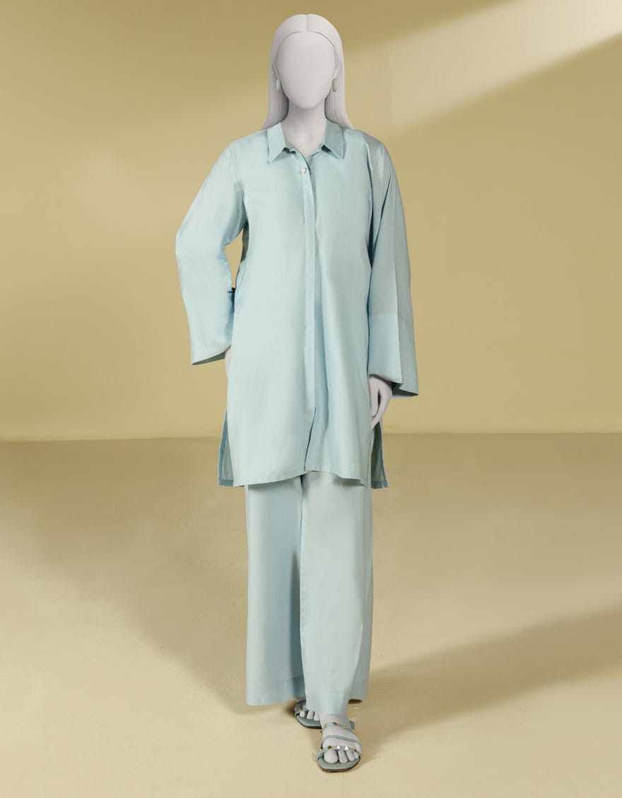 BLUE DOBBY DYED CO-ORD SET
