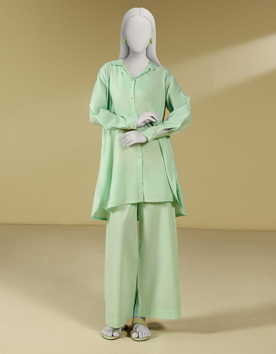 GREEN DOBBY DYED CO-ORD SET