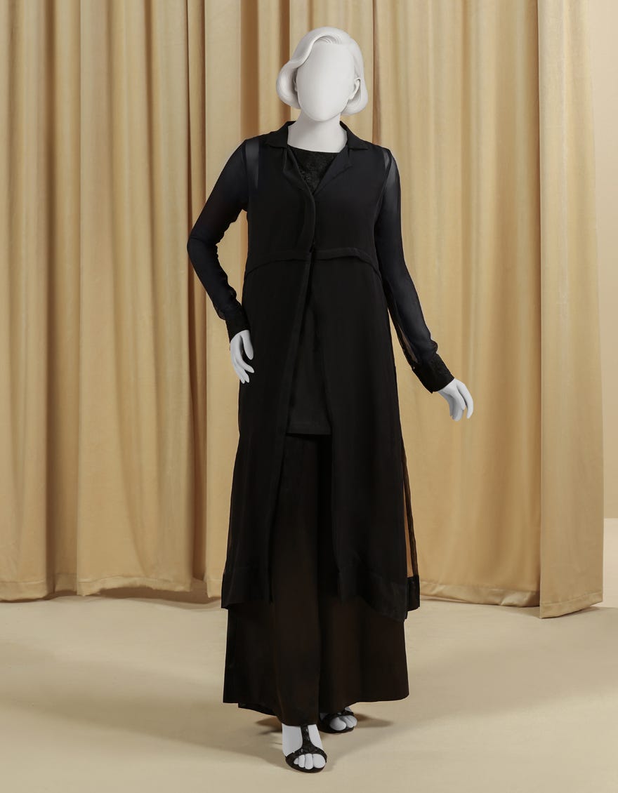 BLACK CHIFFON EMBROIDERED CO-ORD SET
