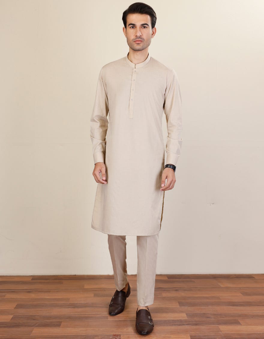 Brown Cotton Unstitched Kameez Shalwar Fabric | Jjms-2191