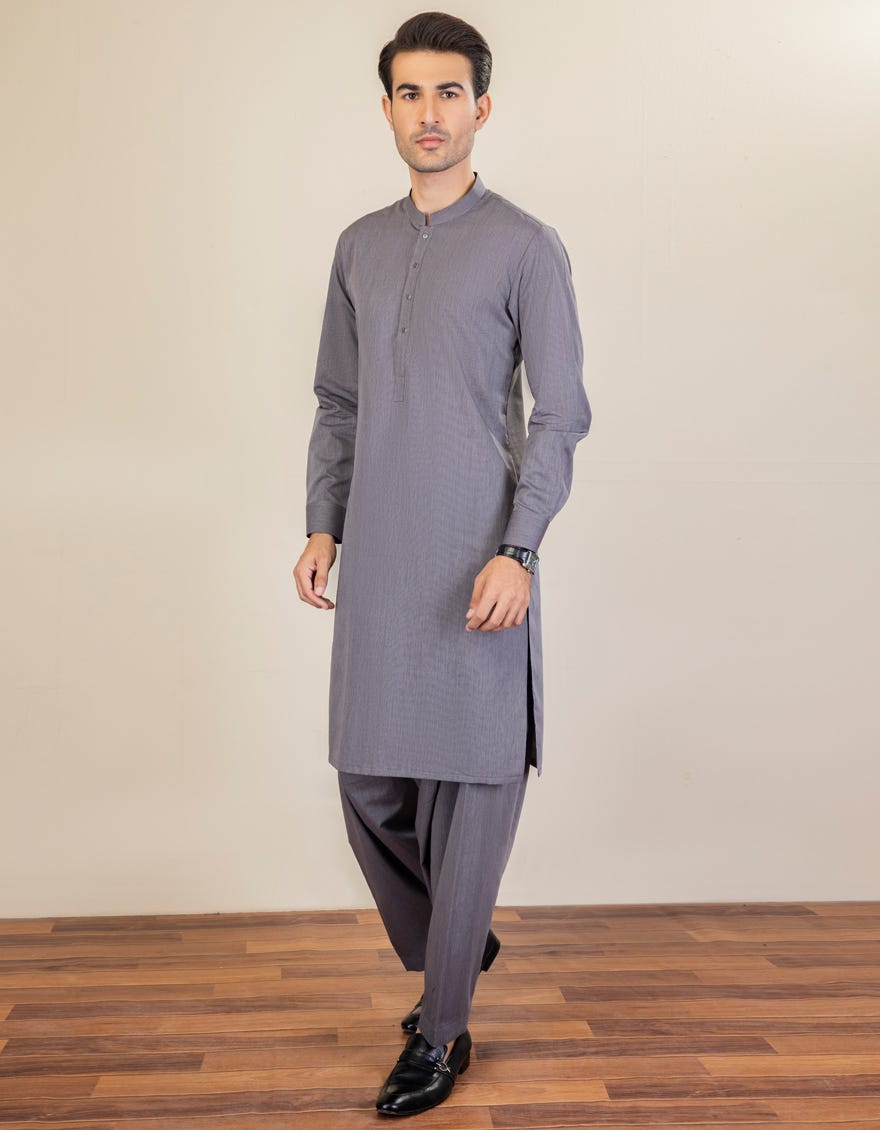 Pebble Grey Unstitched Kameez Shalwar Fabric | Jjms-2193