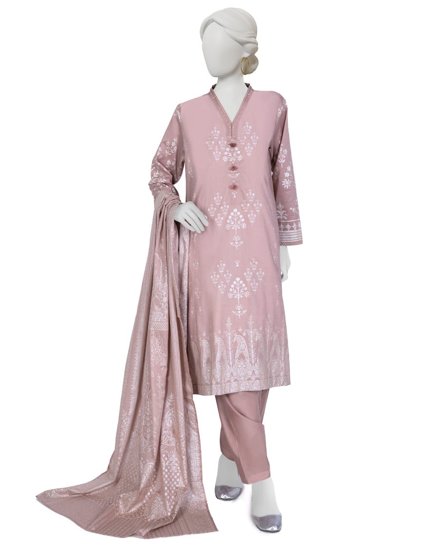 Light Brown Lawn 3 Piece Stitched Dress | Jlawn-S-23-033
