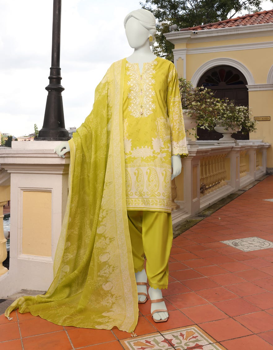 Lime Green Lawn Unstitched 3 Piece Dress | Jlawn-S-23-122 Miray