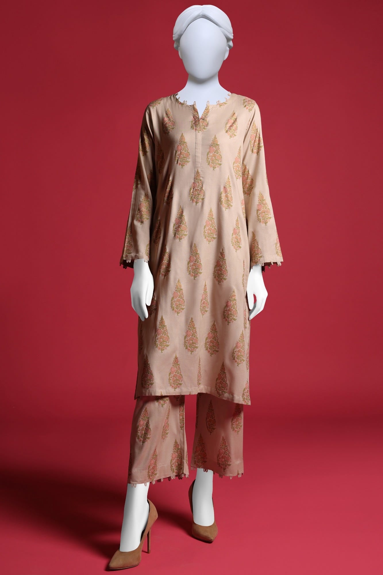 Beige Jacquard 2 Piece Stitched Dress | Ccw-2Ps-St-S-22-2061