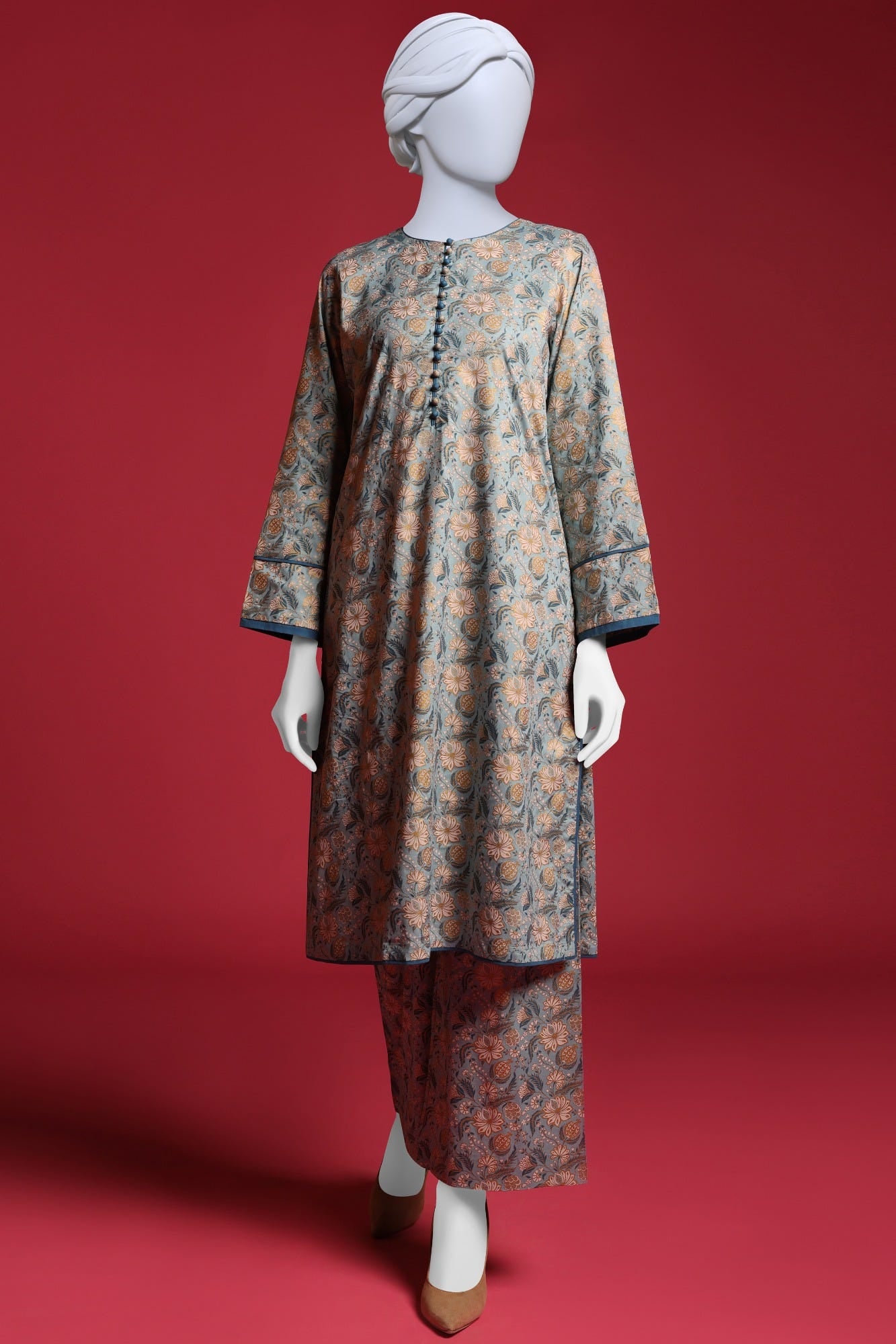 Blue Jacquard 2 Piece Stitched Dress | Ccw-2Psu-St-S-22-2062