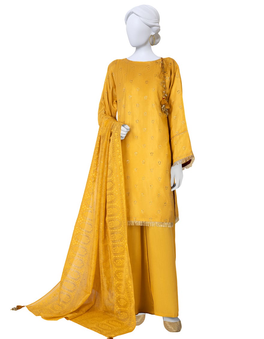 Golden Yellow Lawn Unstitched 3 Piece Dress | Jlawn-S-23-289
