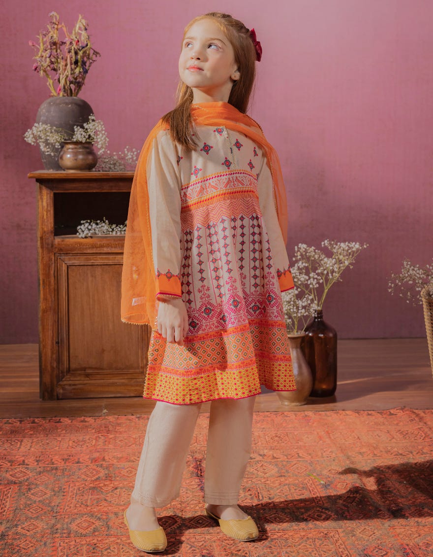 Multicolor Cambric Girls 3 Piece Stitched | Jgk-W-Jwk-22-5014