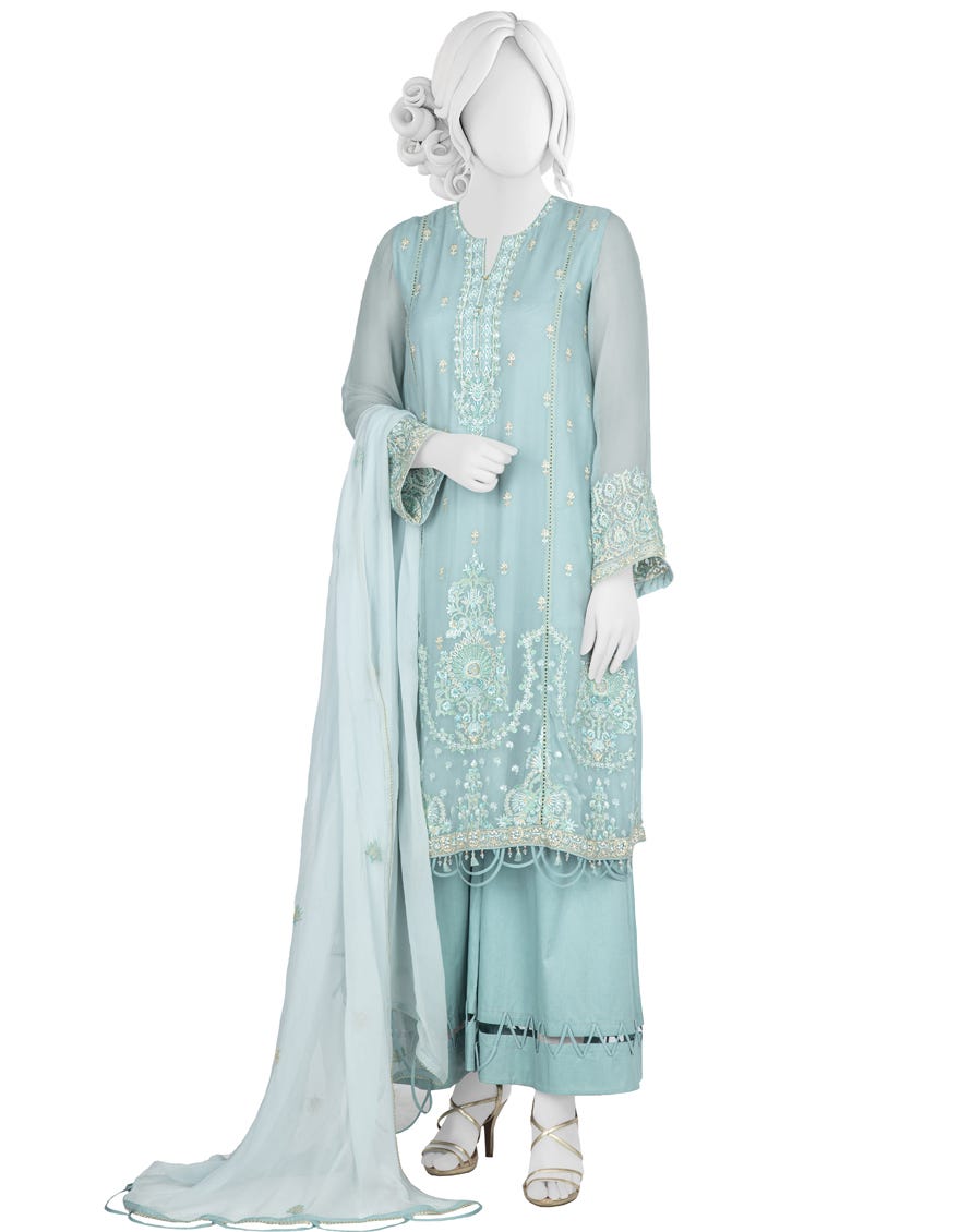 Ferozi Chiffon Unstitched 3 Piece Dress | Jjls-S-Jfu-22-703