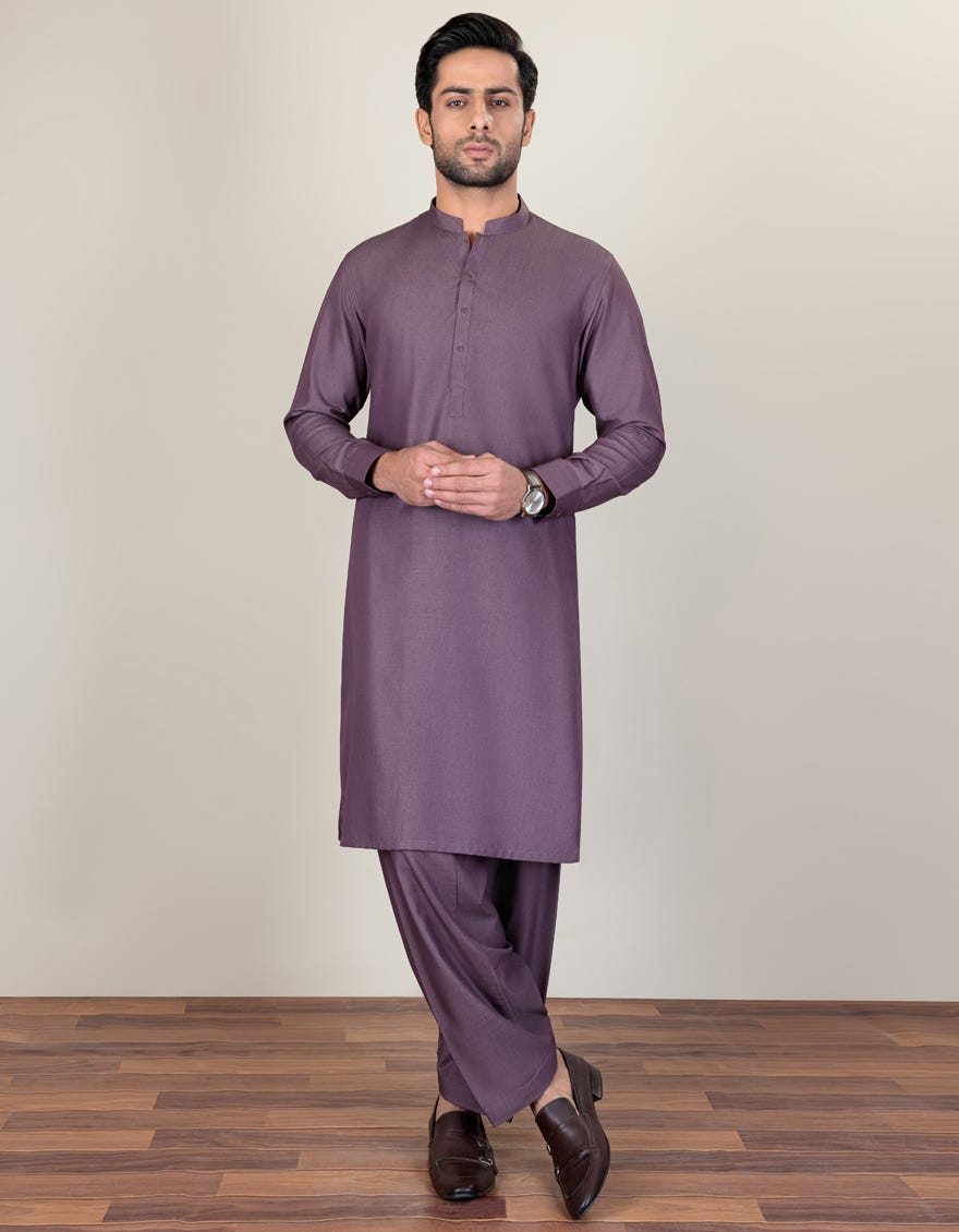 Mauve Blended Unstitched Kameez Shalwar Fabric | Jjms-2215
