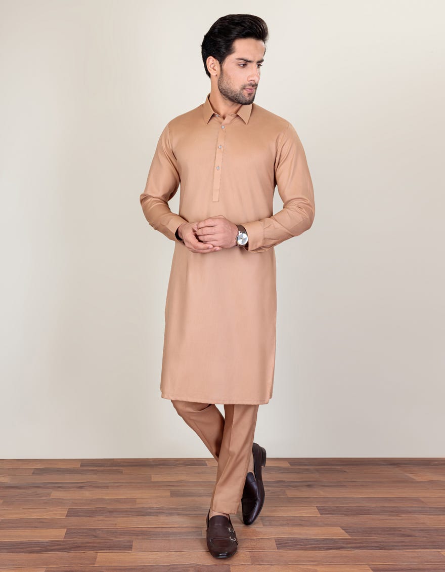 Beige Cotton Unstitched Kameez Shalwar Fabric | Jjms-2224