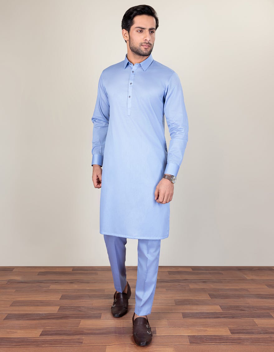 PERIWINKLE COTTON UNSTITCHED KAMEEZ SHALWAR FABRIC | JJMS-2225