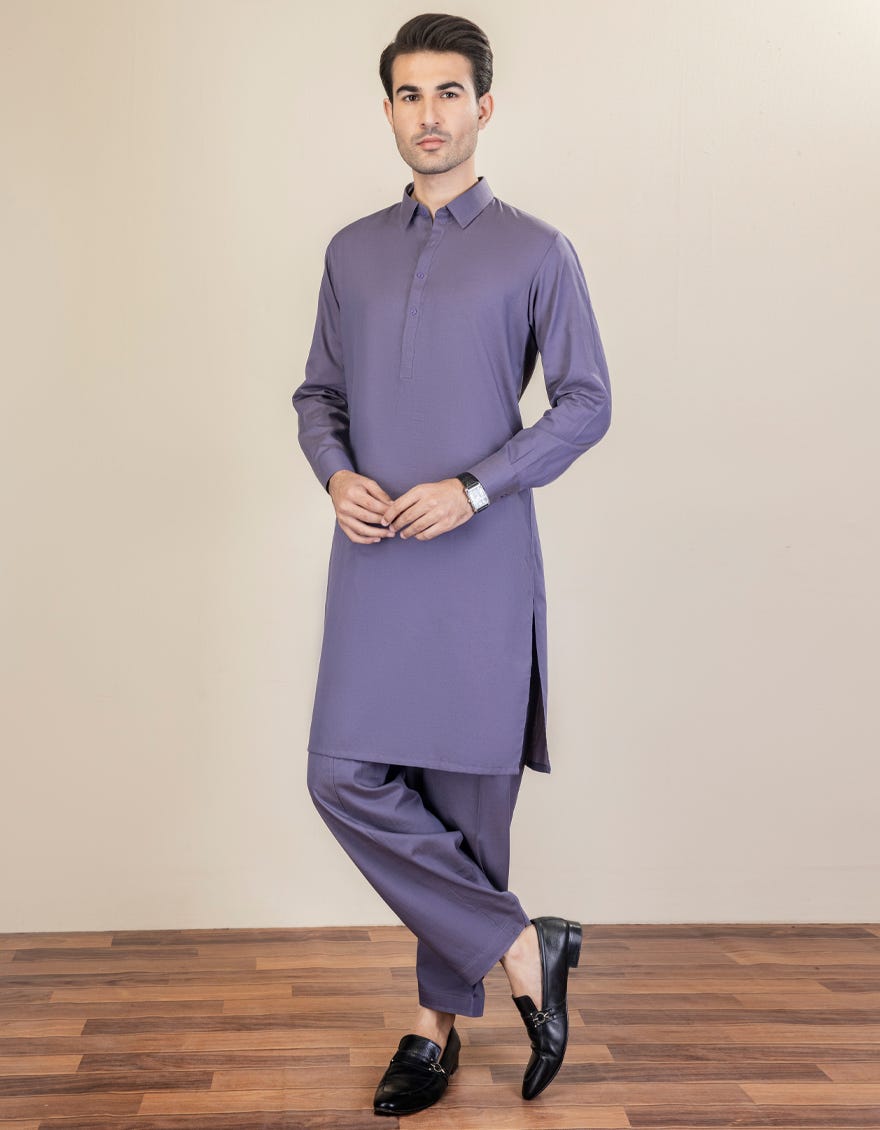 Indigo Unstitched Kameez Shalwar Fabric | Jjms-2233