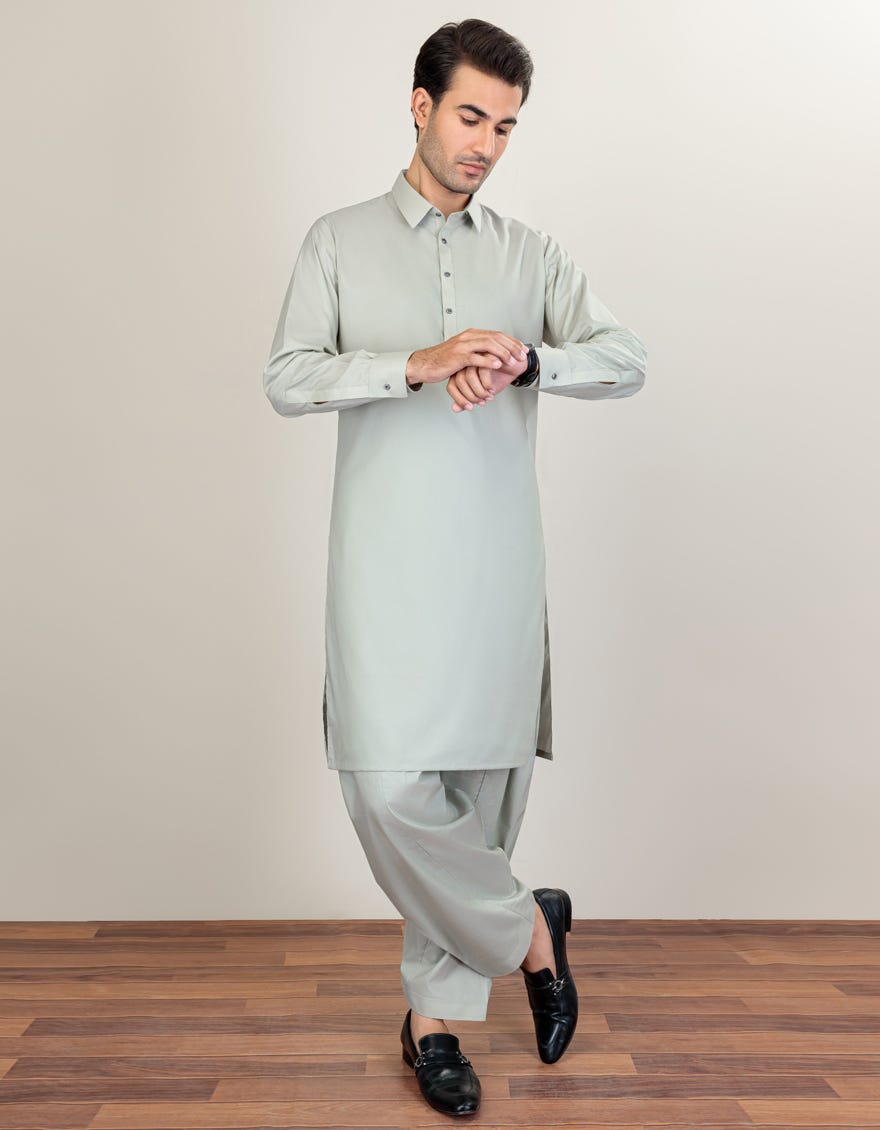 Pale Green Cotton Unstitched Kameez Shalwar Fabric | Jjms-2251