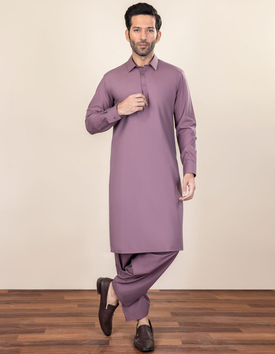 Mauve Blended Unstitched Kameez Shalwar Fabric | Jjms-2260