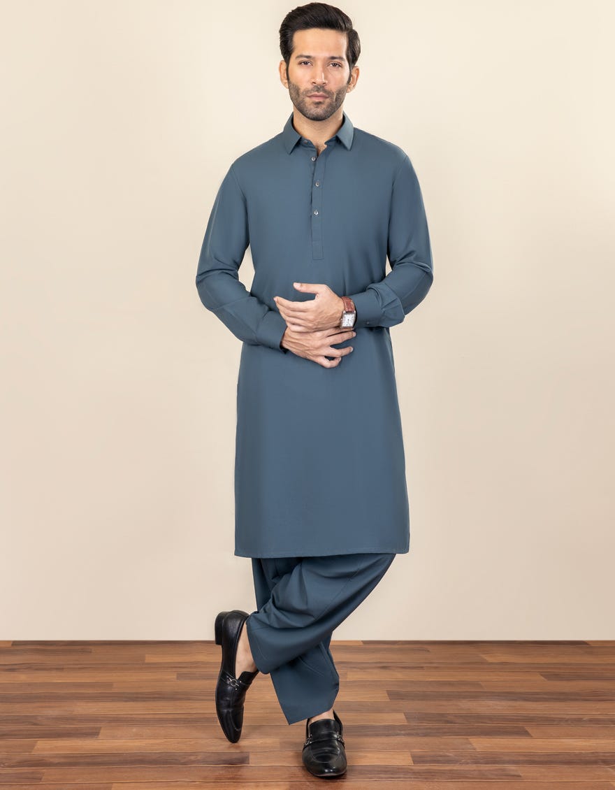 Sea Green Blended Unstitched Kameez Shalwar Fabric | Jjms-2267