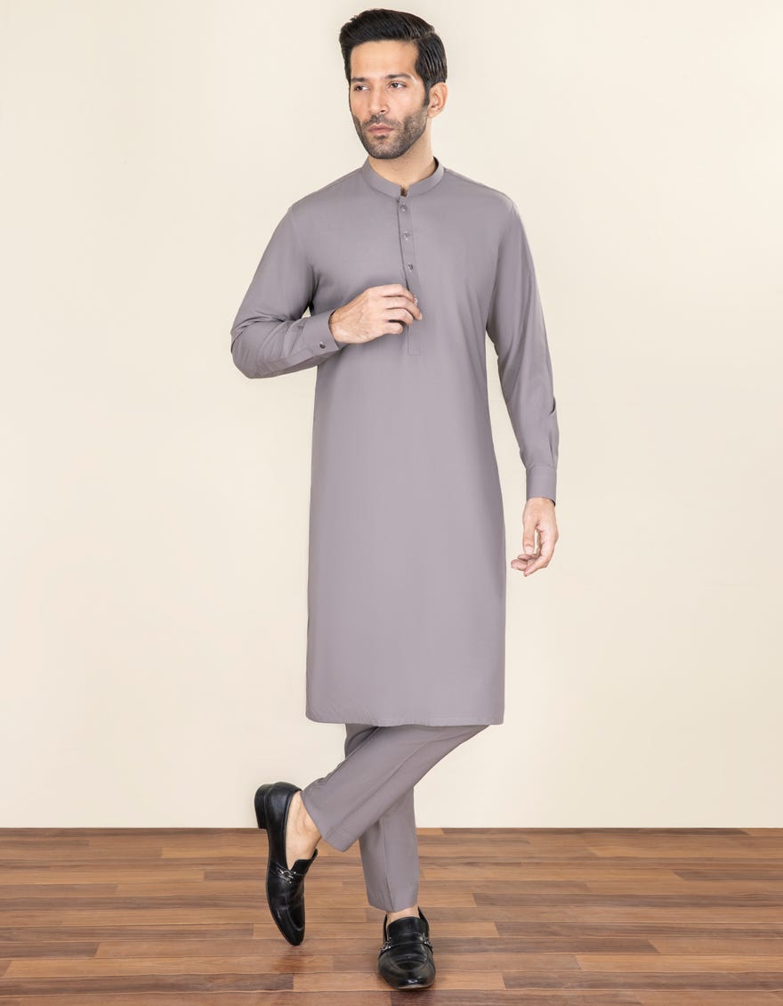 Chestnut Brown Blended Unstitched Kameez Shalwar Fabric | Jjms-2275