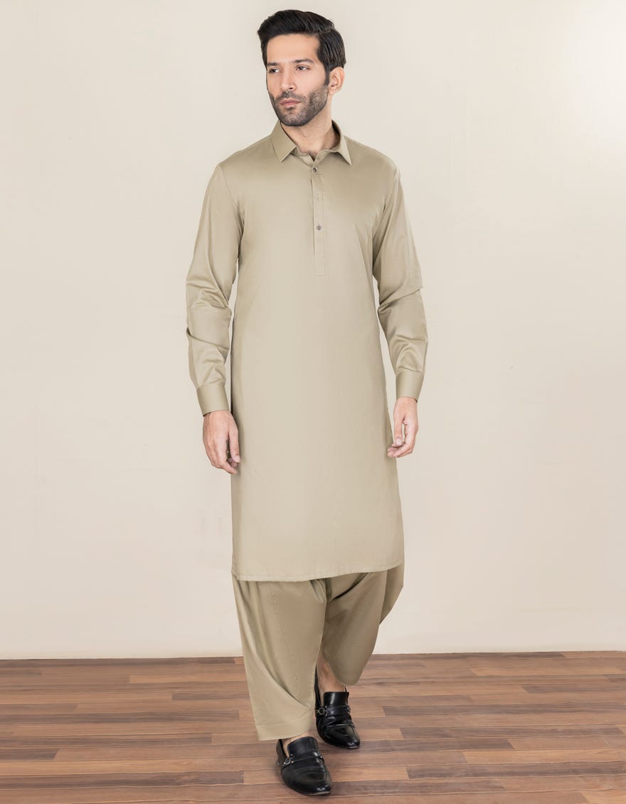 Sand Cotton Unstitched Kameez Shalwar Fabric | Jjms-2276