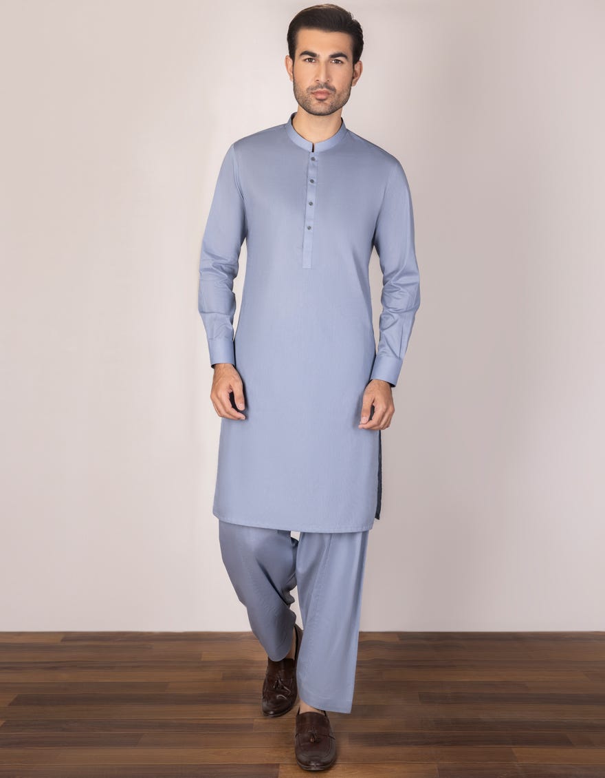 Periwinkle Cotton Unstitched Kameez Shalwar Fabric | Jjms-2287