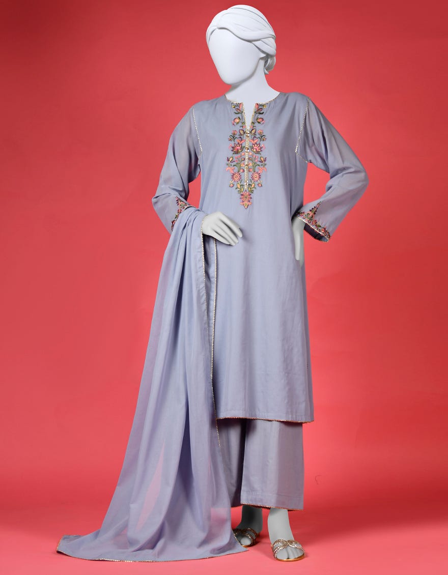 Blue Dyed 3 Piece Stitched Dress | Ccw-3Ps-S-23-011