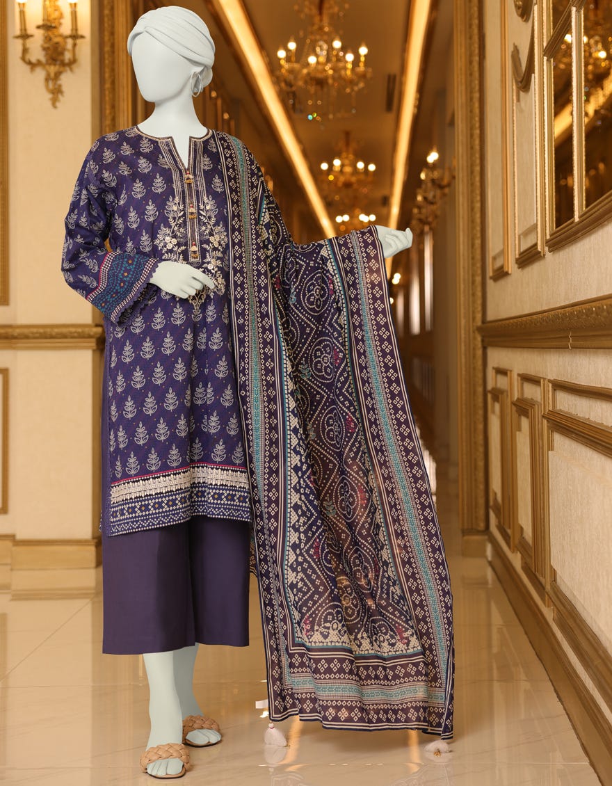 Blue Lawn Unstitched 3 Piece Dress | Jlawn-S-23-014 Aashna