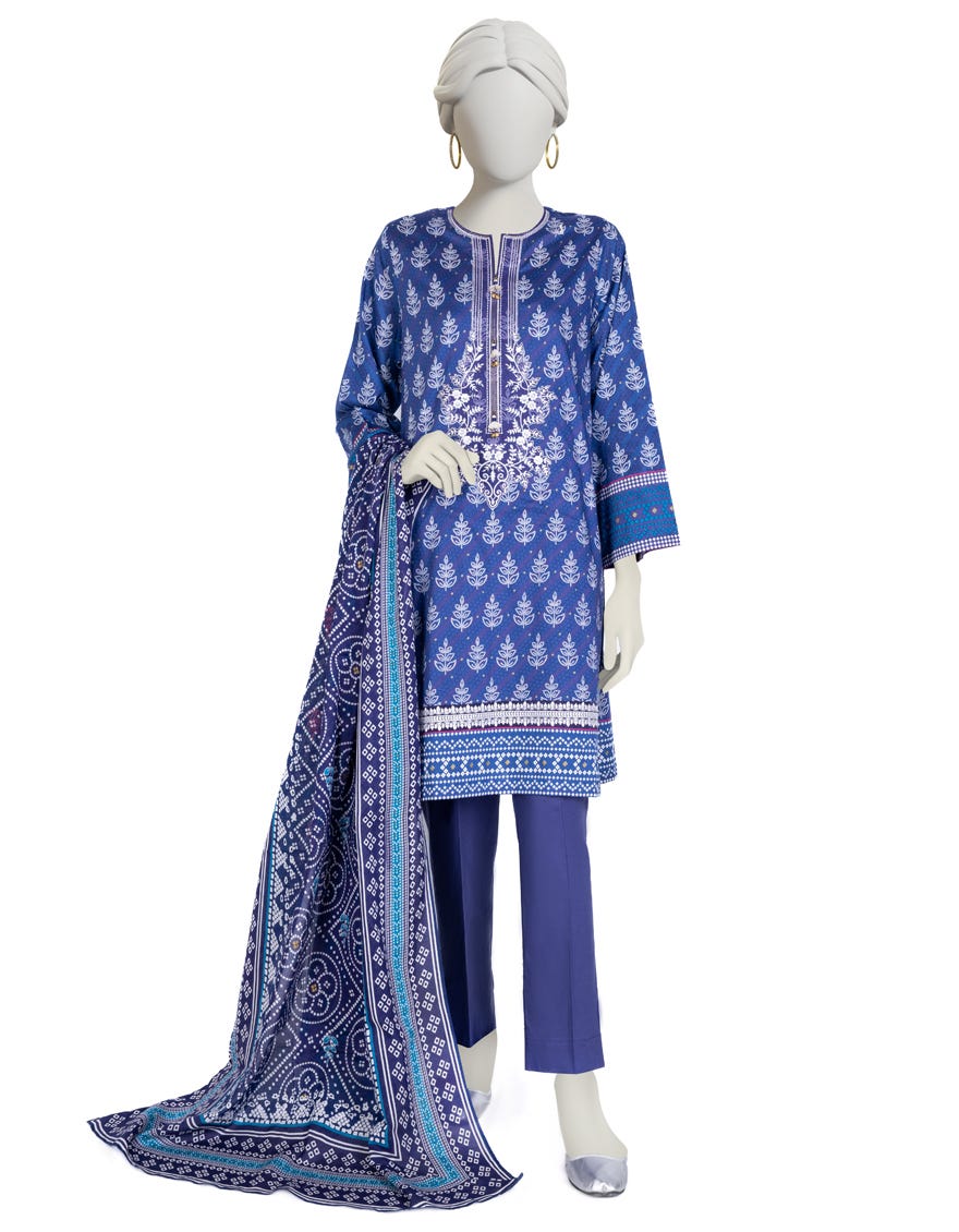 Blue Lawn 3 Piece Stitched Dress | Jlawn-S-23-014
