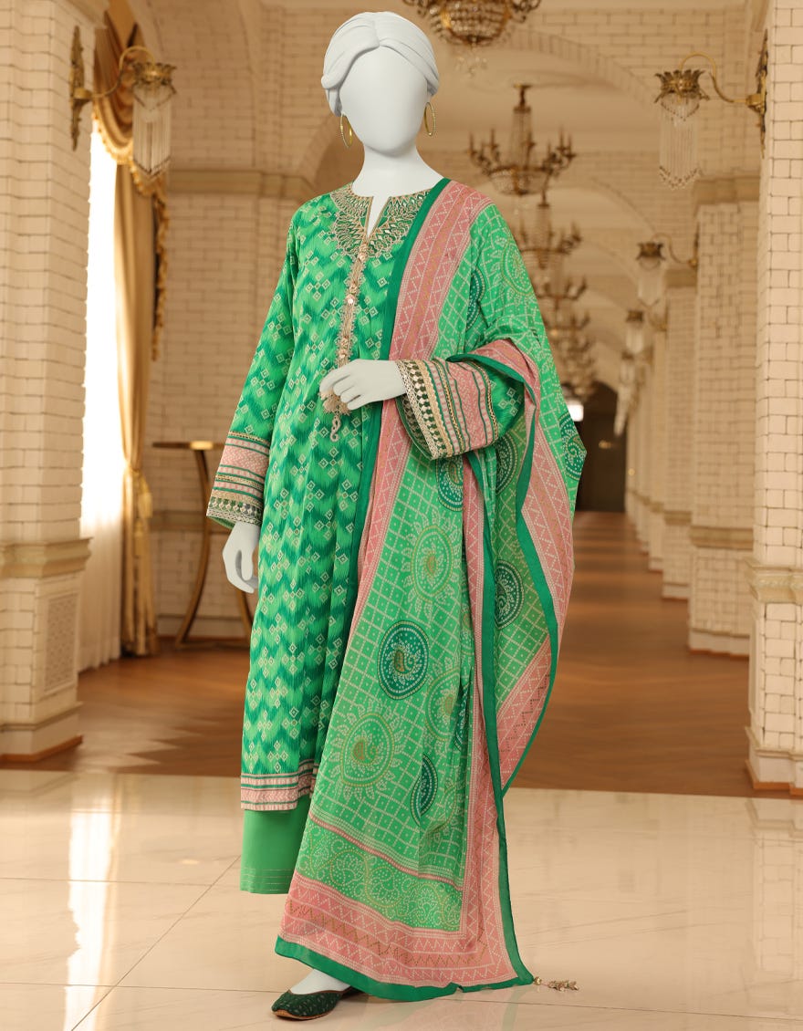 Green Lawn Unstitched 3 Piece Dress | Jlawn-S-23-016 Mor