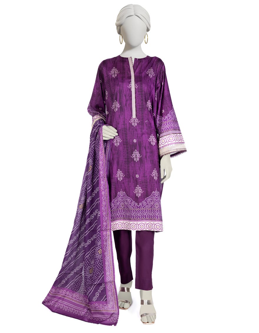 Purple Lawn 3 Piece Stitched Dress | Jlawn-S-23-017