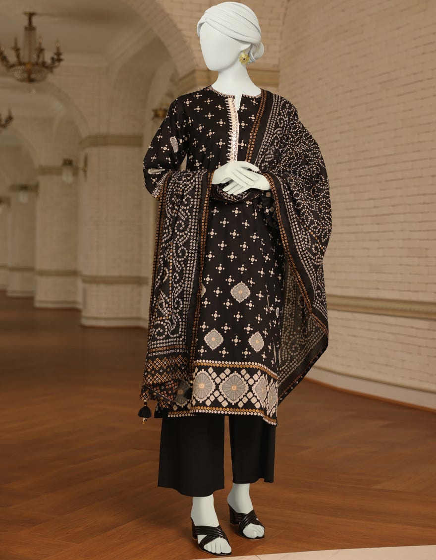 Black Lawn Unstitched 3 Piece Dress | Jlawn-S-23-022 Zohra
