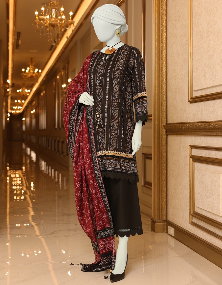 Black Lawn Unstitched 3 Piece Dress | Jlawn-S-23-023 Badar
