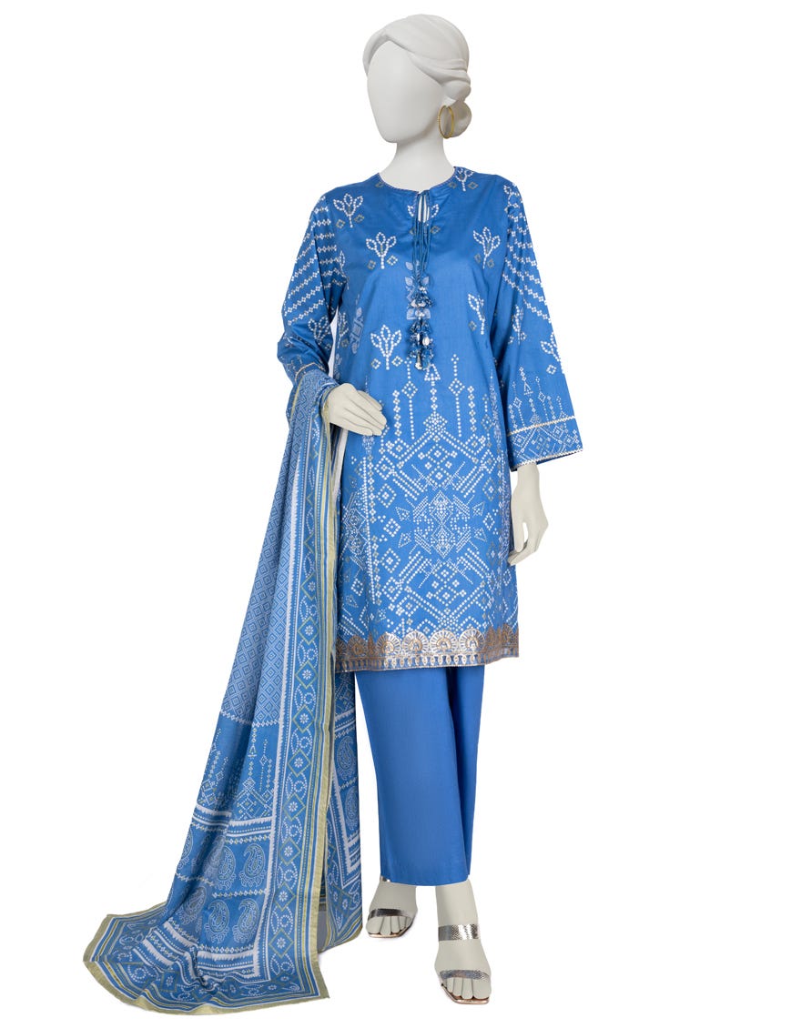 Blue Lawn 3 Piece Stitched Dress | Jlawn-S-23-026