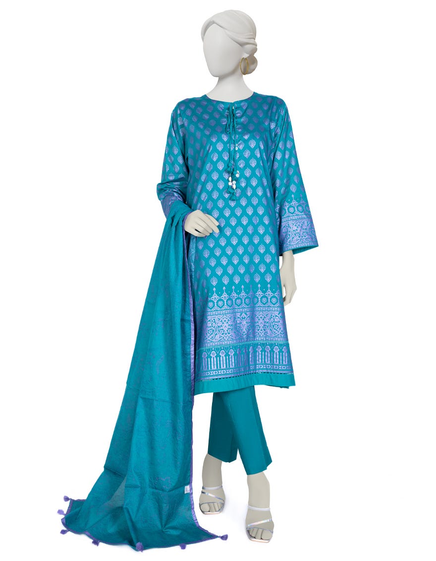 Teal-Purple Lawn 3 Piece Stitched Dress | Jlawn-S-23-030