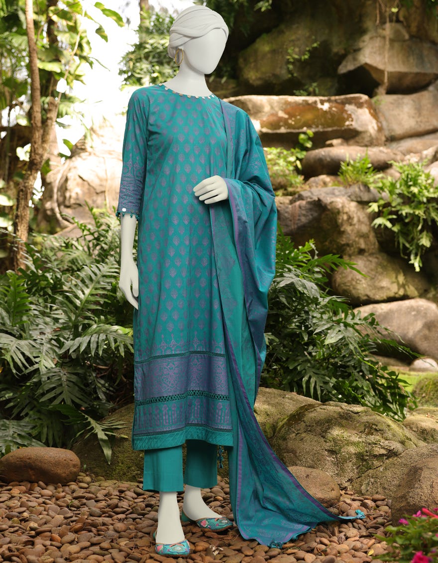 Teal Blue Lawn Unstitched 3 Piece Dress | Jlawn-S-23-030 Berryhard