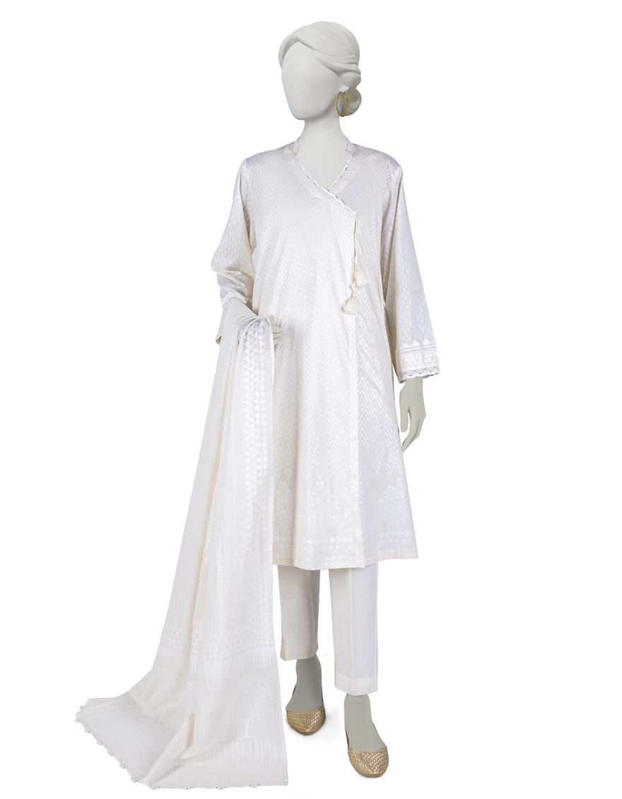 Off White Lawn 3 Piece Stitched Dress | Jlawn-S-23-031