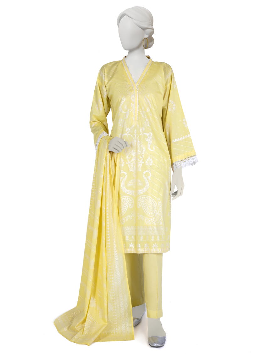 Lime Lawn 3 Piece Stitched Dress | Jlawn-S-23-034